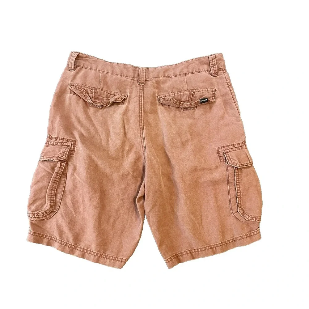 Union Linen Blend Mens Cargo Shorts 32 Orange Brown Utility Casual Gorpcore Prep